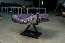 Large Amethyst Coffee Table – Dark Purple Crystal Geode on Custom Metal Stand