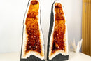 Pair of Brazilian Madeira Citrine Geode Cathedrals – Tall, Fiery Druzy Statement Pieces - E2D Crystals & Minerals