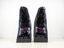 Pair of AAA Amethyst Geode Cathedrals – Gemmy Royal Purple Druzy on Rare Blue Agate - E2D Crystals & Minerals