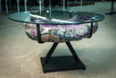 Large Purple Amethyst Agate Geode Coffee Table with Custom Metallic Base