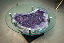 Large Purple Amethyst Agate Geode Coffee Table with Custom Metallic Base