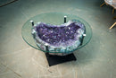 Large Purple Amethyst Agate Geode Coffee Table with Custom Metallic Base