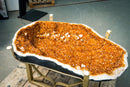 Large Natural Orange Citrine & Calcite Geode Coffee Table on Handmade Metal Base