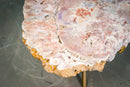 Statement Pink Amethyst Geode Coffee Table on Metallic Golden Base