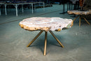 Statement Pink Amethyst Geode Coffee Table on Metallic Golden Base