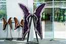 Museum-Scale Amethyst Wings Pair – Symmetrical Long-Tailed Butterfly Geodes