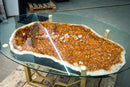 Large Natural Orange Citrine & Calcite Geode Coffee Table on Handmade Metal Base