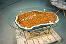 Large Natural Orange Citrine & Calcite Geode Coffee Table on Handmade Metal Base