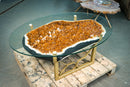 Large Natural Orange Citrine & Calcite Geode Coffee Table on Handmade Metal Base