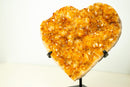 X-Large Orange Citrine Heart on Stand – Hand-Carved Crystal with Sparkly Druzy (7.8 kg | 17.2 lb)