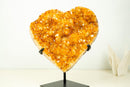 X-Large Orange Citrine Heart on Stand – Hand-Carved Crystal with Sparkly Druzy (7.8 kg | 17.2 lb)