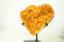X-Large Orange Citrine Heart on Stand – Hand-Carved Crystal with Sparkly Druzy (7.8 kg | 17.2 lb)