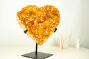 X-Large Orange Citrine Heart on Stand – Hand-Carved Crystal with Sparkly Druzy (7.8 kg | 17.2 lb)