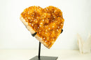 X-Large Orange Citrine Heart on Stand – Hand-Carved Crystal with Sparkly Druzy (7.8 kg | 17.2 lb)