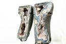 Rare Blue Lace Agate Butterfly Geode Pair – Intact Bookmatched Formation with Calcite, Stalactites & Natural Landscape Patterns