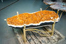 Large Citrine Geode Coffee Table – Rich Orange Druzy and Calcite