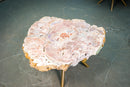 Statement Pink Amethyst Geode Coffee Table on Metallic Golden Base