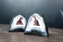 Matching Pair of Blue & White Lace Agate Geodes – Sparkly Druzy Crystal Colors, All Natural (Small: 5.1 kg | 11.1 lb)
