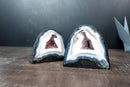 Matching Pair of Blue & White Lace Agate Geodes – Sparkly Druzy Crystal Colors, All Natural (Small: 5.1 kg | 11.1 lb)