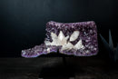 Deep Purple Amethyst Geode with Flower-Like Crystal Calcite Crystal Cluster – Aesthetic Gallery Display Specimen