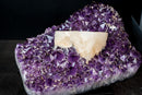 Collector-Grade Amethyst Cluster with Large Pseudo-Cubic Tabular Calcite – Cabinet Specimen (3.8 kg | 8.3 lb)