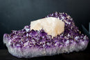 Collector-Grade Amethyst Cluster with Large Pseudo-Cubic Tabular Calcite – Cabinet Specimen (3.8 kg | 8.3 lb)