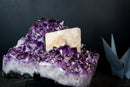 Collector-Grade Amethyst Cluster with Large Pseudo-Cubic Tabular Calcite – Cabinet Specimen (3.8 kg | 8.3 lb)