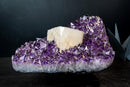 Collector-Grade Amethyst Cluster with Large Pseudo-Cubic Tabular Calcite – Cabinet Specimen (3.8 kg | 8.3 lb)