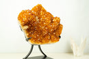 AAA Brazilian Golden-Orange Citrine Druzy Cluster with Flower Stalactites on Stand - Large Size (16 in | 25 lb)