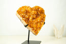 X-Large Orange Citrine Heart on Stand – Hand-Carved Crystal with Sparkly Druzy (7.8 kg | 17.2 lb)