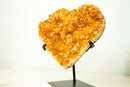 X-Large Orange Citrine Heart on Stand – Hand-Carved Crystal with Sparkly Druzy (7.8 kg | 17.2 lb)