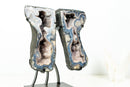 Rare Blue Lace Agate Butterfly Geode Pair – Intact Bookmatched Formation with Calcite, Stalactites & Natural Landscape Patterns