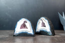 Matching Pair of Blue & White Lace Agate Geodes – Sparkly Druzy Crystal Colors, All Natural (Small: 5.1 kg | 11.1 lb)