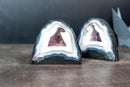 Matching Pair of Blue & White Lace Agate Geodes – Sparkly Druzy Crystal Colors, All Natural (Small: 5.1 kg | 11.1 lb)