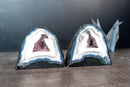 Matching Pair of Blue & White Lace Agate Geodes – Sparkly Druzy Crystal Colors, All Natural (Small: 5.1 kg | 11.1 lb)