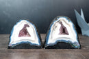 Matching Pair of Blue & White Lace Agate Geodes – Sparkly Druzy Crystal Colors, All Natural (Small: 5.1 kg | 11.1 lb)