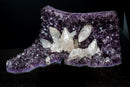 Deep Purple Amethyst Geode with Flower-Like Crystal Calcite Crystal Cluster – Aesthetic Gallery Display Specimen