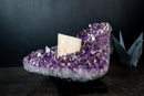 Collector-Grade Amethyst Cluster with Large Pseudo-Cubic Tabular Calcite – Cabinet Specimen (3.8 kg | 8.3 lb)