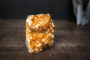 AAA Golden Orange Citrine Cluster with Flower Stalactites, Calcite & Sparkly Druzy – Self-Standing Cut Base (3.4 lb) - E2D Crystals & Minerals