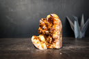Citrine Crystal Cluster Wood – Deep Orange Druzy, Gemmy Points & Self-Standing Cut Base (3.1 lb) - E2D Crystals & Minerals