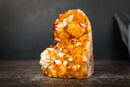 Golden Orange Citrine Crystal Cluster with Flower Stalactite Rosettes, Calcite & Sparkly Druzy – Self-Standing Cut Base (3.6 lb) - E2D Crystals & Minerals