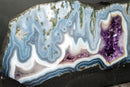 Collector Blue Lace Agate Geode – Panoramic Landscape Banding with Multiple Amethyst Druzy Caves | 11 kg - 24 lb - E2D Crystals & Minerals