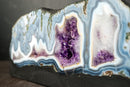 Collector Blue Lace Agate Geode – Panoramic Landscape Banding with Multiple Amethyst Druzy Caves | 11 kg - 24 lb - E2D Crystals & Minerals