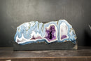 Collector Blue Lace Agate Geode – Panoramic Landscape Banding with Multiple Amethyst Druzy Caves | 11 kg - 24 lb - E2D Crystals & Minerals