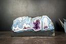 Collector Blue Lace Agate Geode – Panoramic Landscape Banding with Multiple Amethyst Druzy Caves | 11 kg - 24 lb - E2D Crystals & Minerals