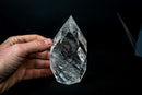 Sculptural Water-Clear Quartz Flame – Hand-Faceted Crystal with Brilliant Internal Rainbows - Self-Standing (1.7 lb) - E2D Crystals & Minerals