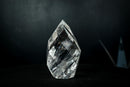 Sculptural Water-Clear Quartz Flame – Hand-Faceted Crystal with Brilliant Internal Rainbows - Self-Standing (1.7 lb) - E2D Crystals & Minerals