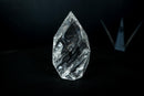 Sculptural Water-Clear Quartz Flame – Hand-Faceted Crystal with Brilliant Internal Rainbows - Self-Standing (1.7 lb) - E2D Crystals & Minerals