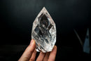 Sculptural Water-Clear Quartz Flame – Hand-Faceted Crystal with Brilliant Internal Rainbows - Self-Standing (1.7 lb) - E2D Crystals & Minerals