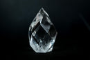 AAA-Grade Water-Clear Quartz Flame Sculpture – Hand-Faceted Self-Standing Crystal (Small Size: 11 oz) - E2D Crystals & Minerals